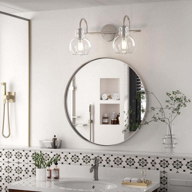 Luminaire de salle de bain à intensité variable avec abat-jour transparent Zeline Light, Argent, 2