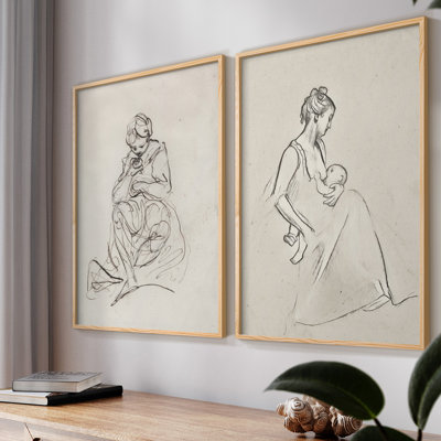 "Croquis rétro", 2 pièces sur papier