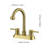 Brushed Gold 4 Inch 2 Handle Centerset Lead-Free Bathroom Faucet, Swivel Spout With Copper Pop Up Drain And 2 Water Supply Lines