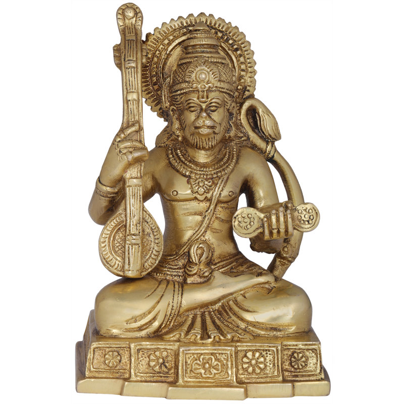 Figurine petite taille en laiton Bhakt Hanuman