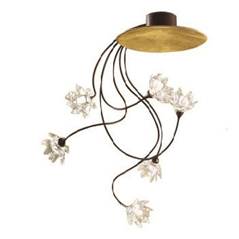 Semi Flush Mount, Gold, Clear