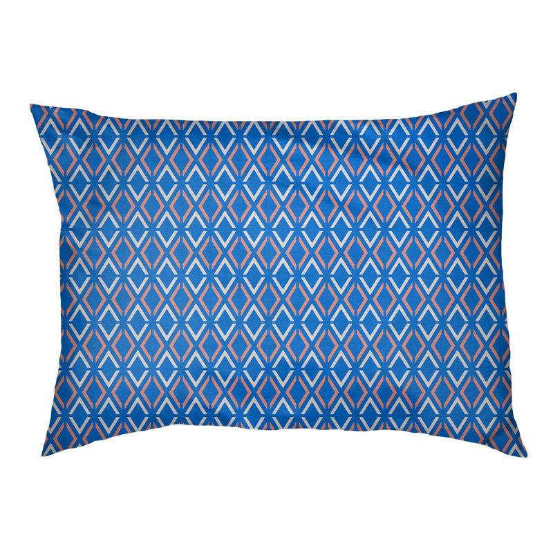Coussin Byrge, Très grand (l 52 po x P 42 po x H 17 po), Bleu / Orange / Bleu sarcelle
