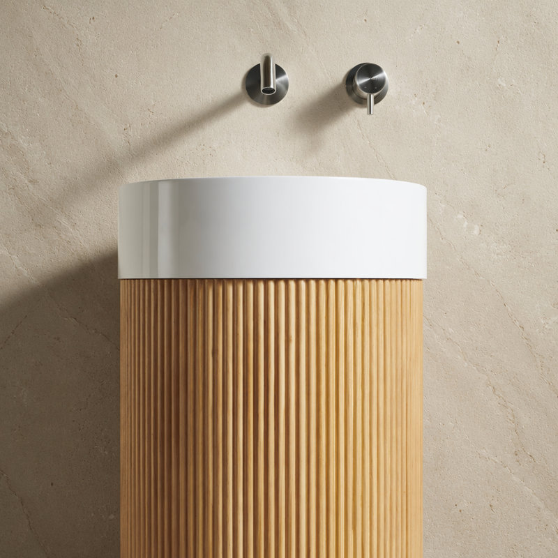 16 po. Lavabo de salle de bain à surface solide ronde sans trou de robinet, sans armoire, sans couvercle d'évier, sans robinet