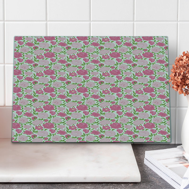 Planche à découper en verre pivoine east urban home