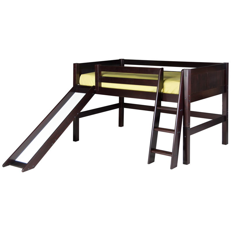 Lit mezzanine simple en bois massif Friedemar, Cappuccino, Simple