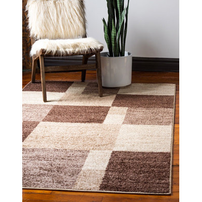 Tapis brun à motif géométrique Harvest