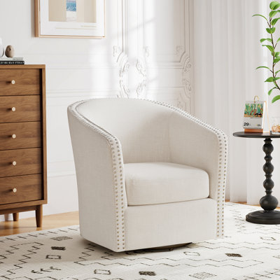 Fauteuil pivotant exquis avec design contemporain, forme de baignoire, tête de clou et fonction rotative pour un confort et un style ultimes