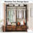Rustic Freestanding Closet Organizer Garment Rack 4 Drawers 8 Hooks Shelves Hanging Rod