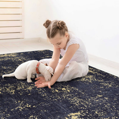 Tapis lavable 9 x 12 - antidérapant, sans perte de poils, à poils courts, pliable et sans danger pour les animaux de compagnie, teint, doux et pour le salon, la chambre à coucher, le couloir de la salle à manger