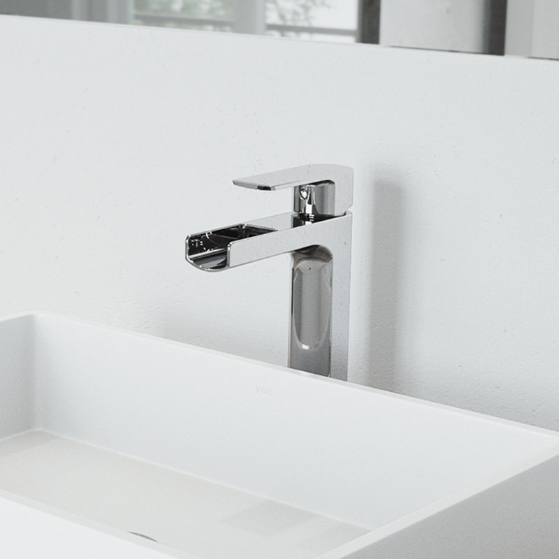 Amada Single Handle Vessel Sink Bathroom Faucet, Chrome
