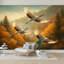 Papier peint adhésif auto-adhésif moderne pour la chambre à coucher Peel and Stick L 144 po x l 100 po avec grues gracieuses Autumn Forest-759535996