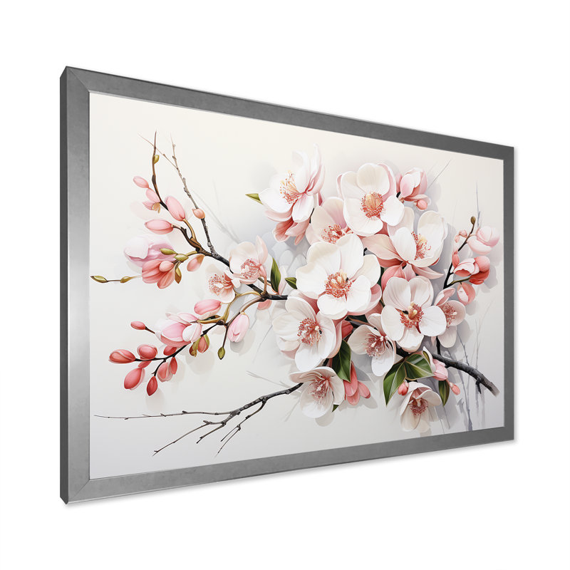 «Pink Orchids Minimalisme Dream I» sur toile, Cadre simple argenté, H 34 po x l 44 po x P 1,5 po