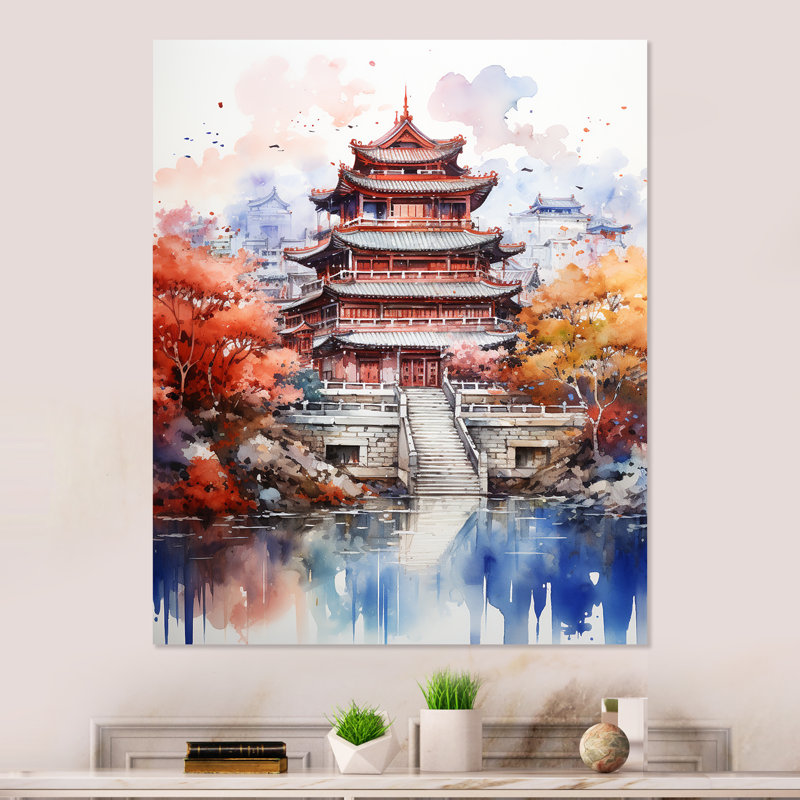 Pékin, emblèmes emblématiques, automne, sérénité III, art mural en porcelaine, H 20 po x l 12 po x P 1 po