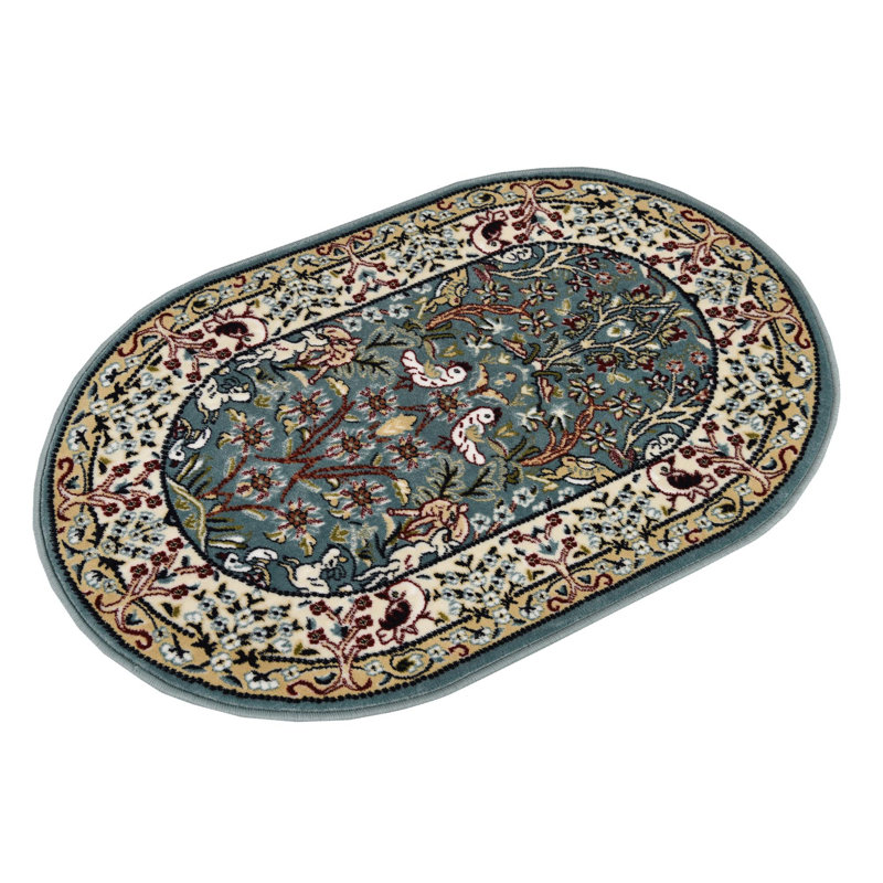 Jackson Floral Indoor Rug, Oval 5'3" x 8', Blue