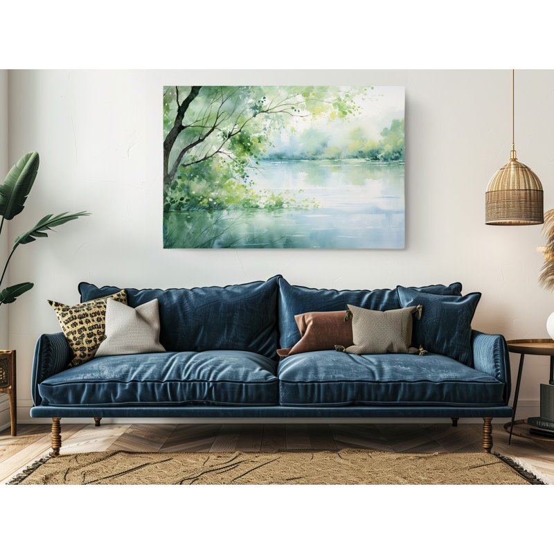 Oil Painting of a Lake Canvas Print, Modern Wall Art Decor for Home & Office, Painting Reproduction, 20" H x 30" W