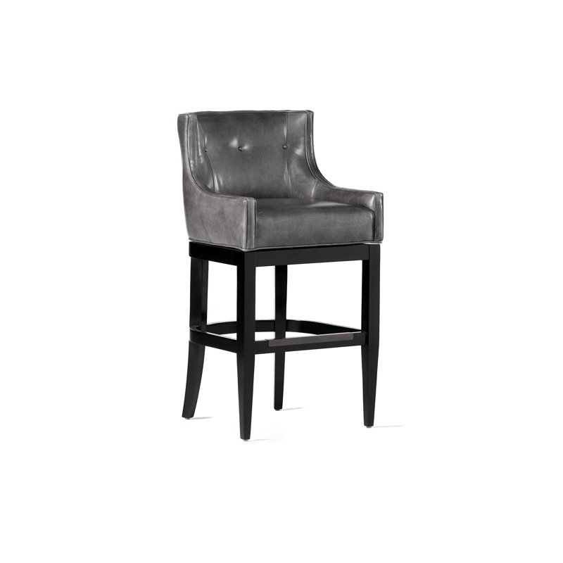 Lexi Upholstered Stool with Solid Wood Frame, Boca Sky