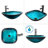 60'' Double Bathroom Vanity with Manufactured Wood Top, Glass Vessel Sink, Faucet, Drain-712803678-712803677