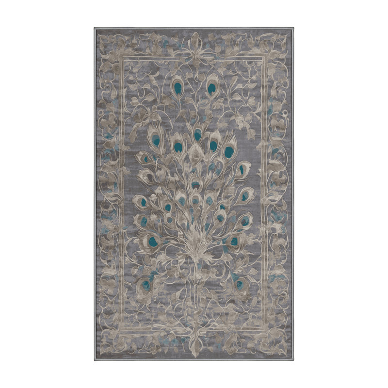Tapis gris lavable à la machine, Rectangle 2 pi x 3 pi