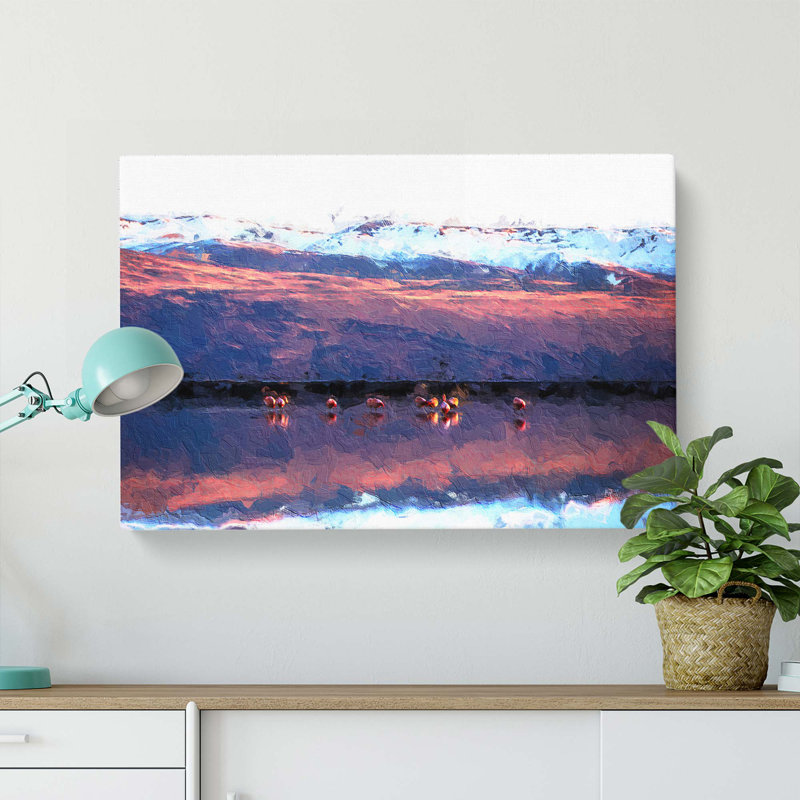 Flamingos At Sunset - Wrapped Canvas, 50cm H x 76cm W x 3cm D
