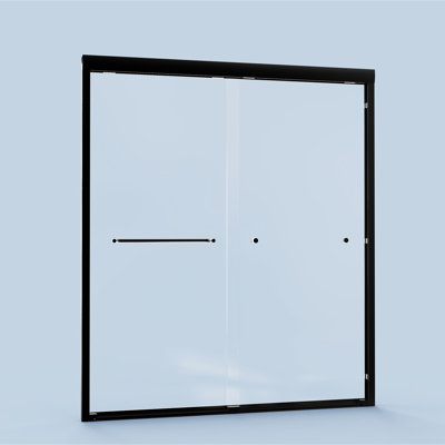 Matte Black Bypass Shower Enclosure, 56"-60"W*72"H, 6Mm Glass, Safe Bathroom Partition Double Sliding Cubicle, Tempered Waterproof Element
