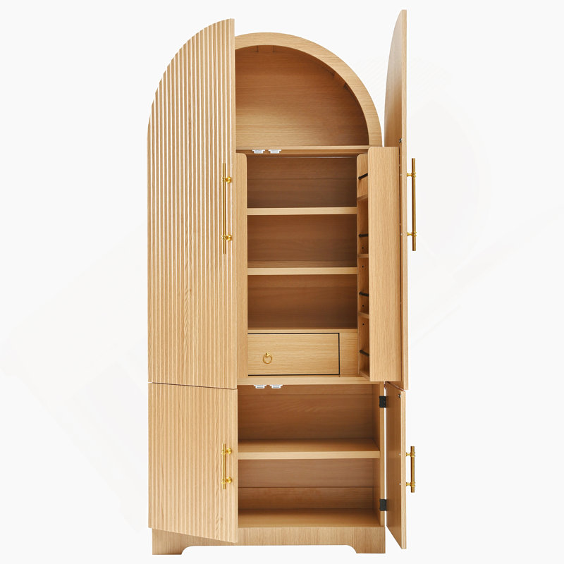 Armoire décorative arquée, armoire de cuisine avec tablettes, armoires de rangement avec tablettes réglables, tiroir caché pour la cuisine, la salle à manger, la salle de bain