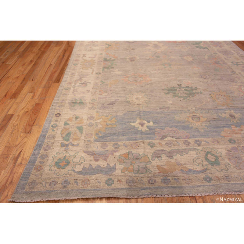 Tapis turc gris à motif tribal unique de conception unique Oushak