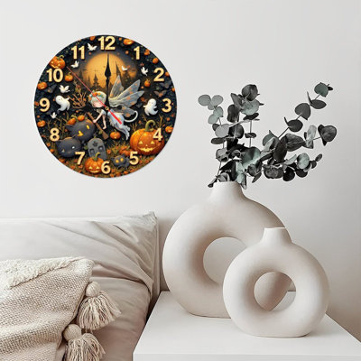 Horloge d'Halloween fée d'automne avec chats