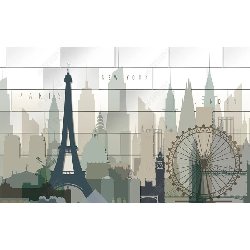 Papier peint Yerimar Paris Landscape Eiffel Tower, L 35 po x l 55 po