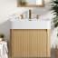 Meuble-lavabo moderne, rangement flottant en bois 24 po avec cuve à surface solide-865594458