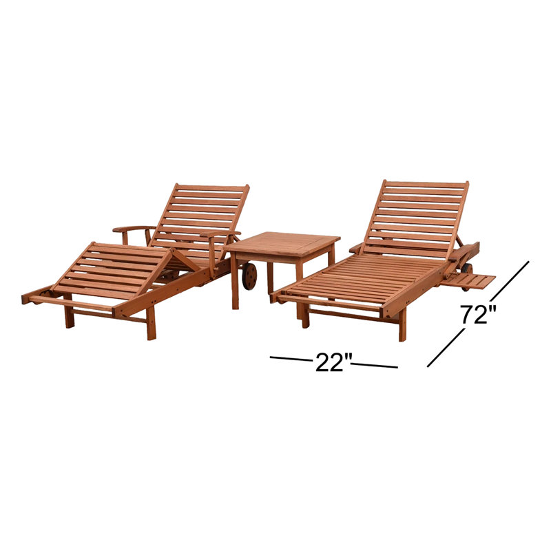 Ensemble de chaises longues inclinables 72 po Alyisa