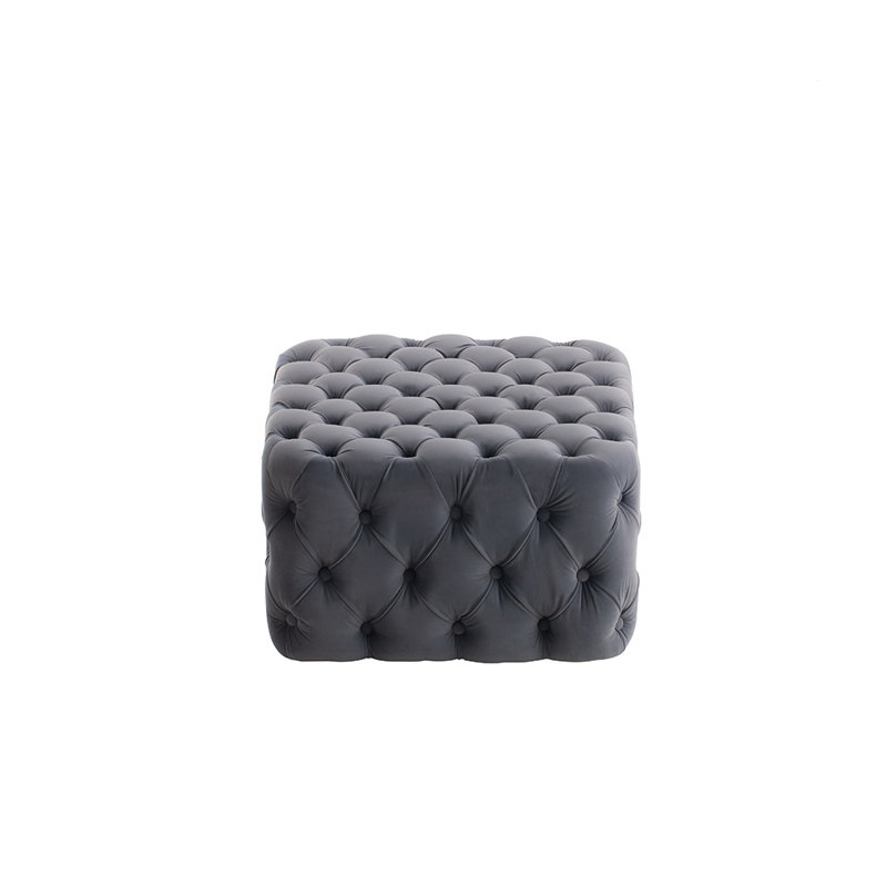 62cm Wide Velvet Square No Pattern Footstool Ottoman