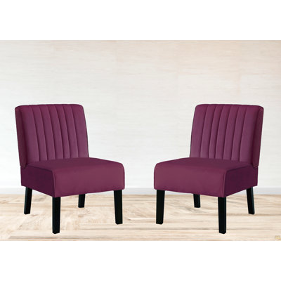 Ensemble de 2 chaises d'appoint modernes avec un design minimaliste, un revêtement en velours élégant et des pieds en bois massif