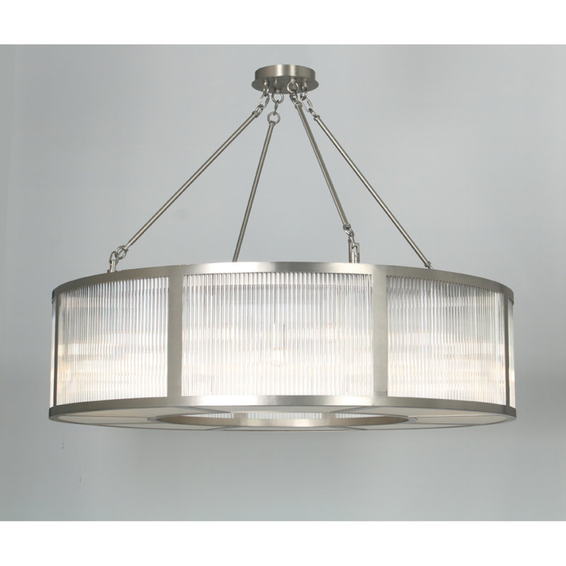 Lustre Art Deco Magnus, H 17 po x l 36 po x P 36 po, Transparent, Nickel satiné