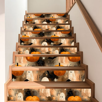 Peel and Stick Wallpaper Contact Paper Modern Halloween Ghost Pumpkin Self Adhesive and Removable 24in x 118in(60x300cm)