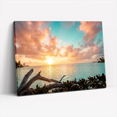 «Sunset Beach», reproduction d'art sur toile, ensemble de 1