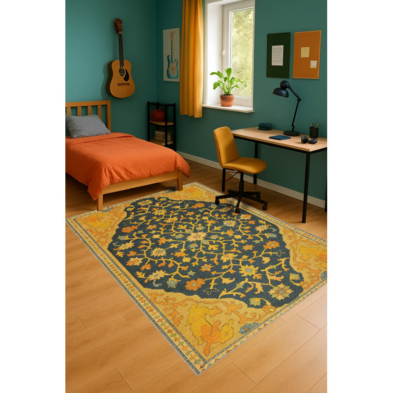 Tapis vert tissé à motif lavable Mosso, 2'6" x 9'10"