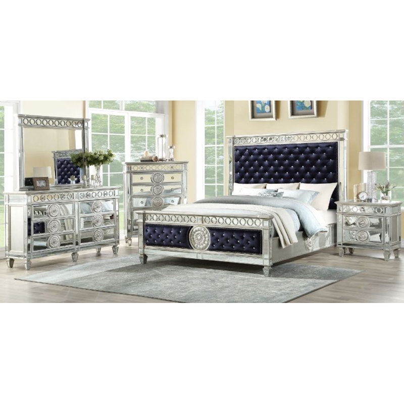 Ensemble de chambre configurable avec lit 5 pièces Varian, Grand, Noir