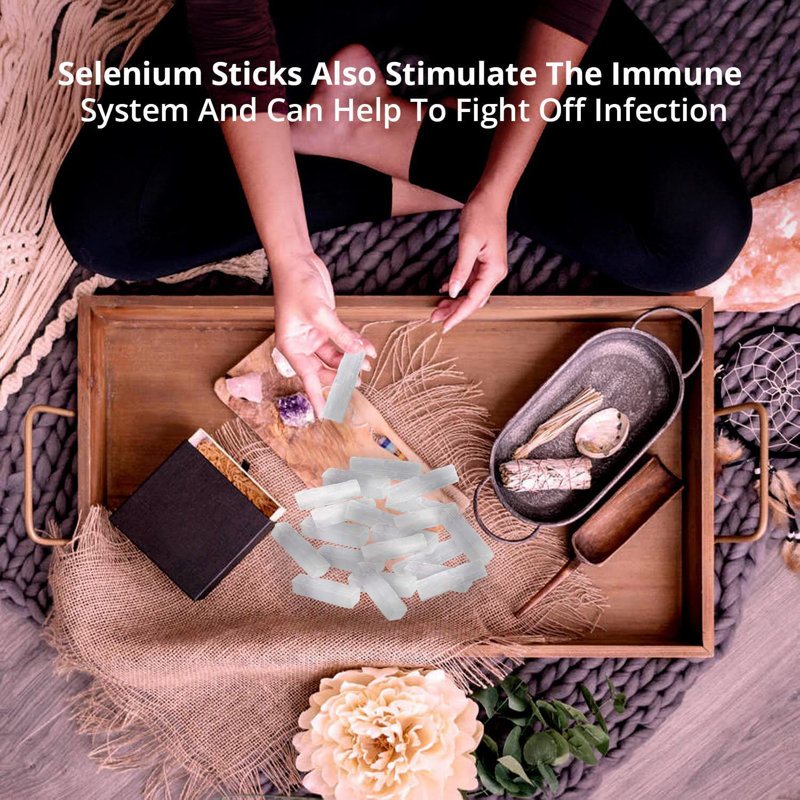 Polished White Selenite Crystal Sticks Set for Healing and Decoration