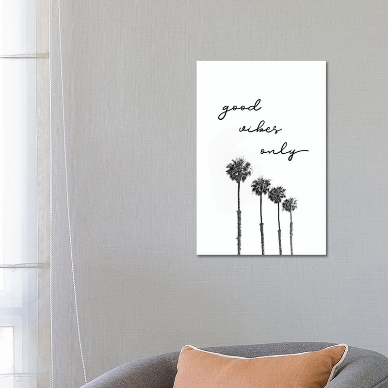 Palm Trees | Good Vibes Only by Melanie Viola - Wrapped Canvas Print, 66.04 cm H x 45.72 cm W x 1.91 cm D