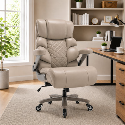 Fauteuil de direction ergonomique de 700 lb avec support lombaire réglable, accoudoirs rabattables en 3D, siège rembourré large, fauteuil de bureau en cuir à haut dossier pour bureau personnel