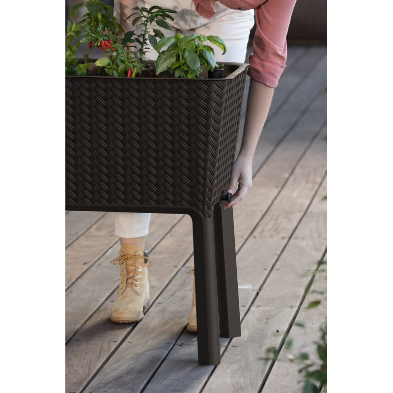 Espresso Brown Resin Elevated Self-Watering Garden Bed Planter