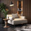 Fauteuil club moderne en coton et lin de 105 cm (41,3 po), profil bas, assise profonde de 75 cm (29,5 po) et accoudoirs larges de 20 cm (7,8 po), beige