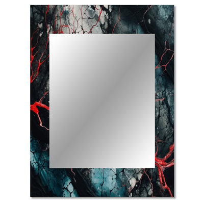 Blue Red Captivating Liquid Ink II - Geometric Unique Mirror, Modern Large Wall Mirror, Printed Metal Art