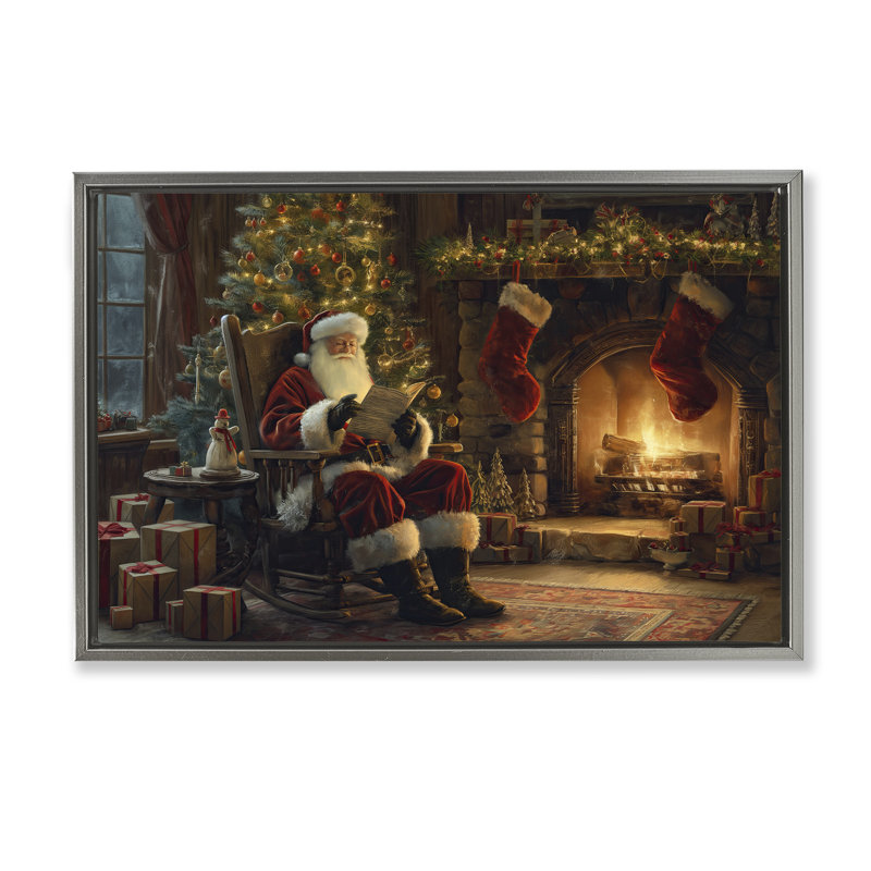 «Santa Claus» par Fire Canvas par Imagine It Images, Cadre flottant gris lustré, H 17 po x l 25 po