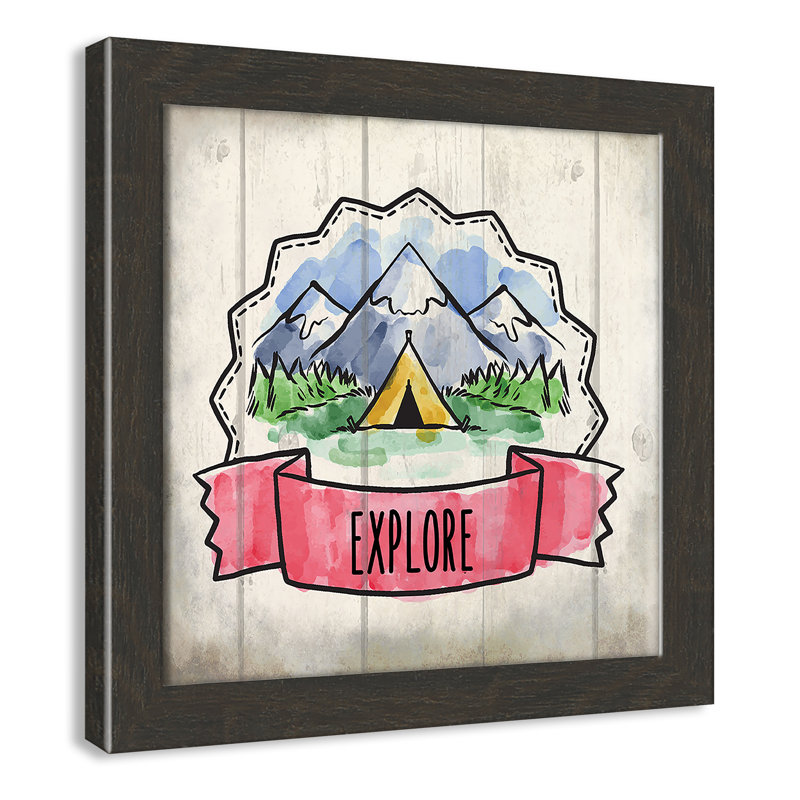 «Adventure is out There 2», art encadré, H 12 po x l 12 po x P 0,6 po, Cadre plat à grain de bois noir