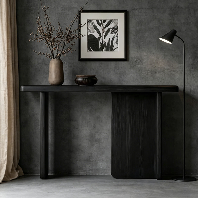 Console en bois massif de style japonais, Noir
