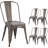 Metal Indoor-Outdoor Chairs Distressed Style Kitchen Dining Chairs Stackable Side Chairs With Back Set Of 4-563561060