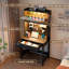 Bureau d'ordinateur H 64 "avec lumière DEL et prise de courant, bureau à domicile avec lampe coulissante-1011613499