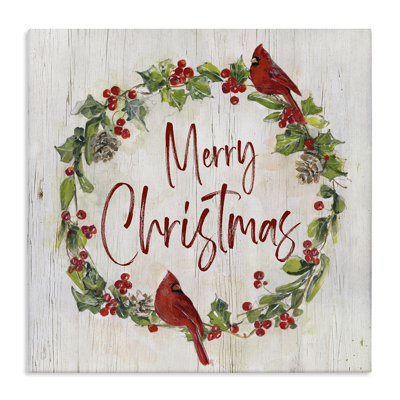 Christmas Seasonal Wreath Canvas Wall Art by Sally Swatland
