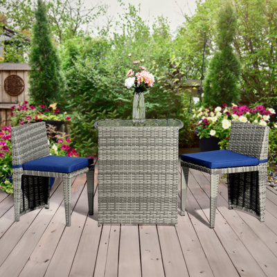 Space-Saving Wicker Patio Bistro Set
